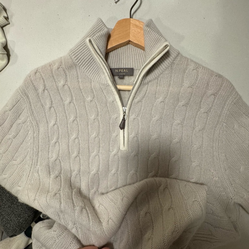 N.Peal Organic Cashmere Half-Zip Sweater